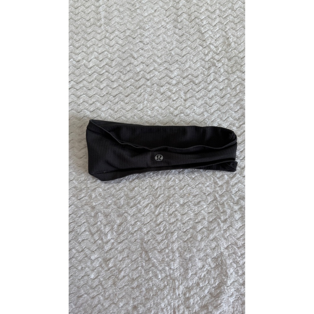Lululemon Black Athletic Headband Reflective Logo Yoga Running Workout Accessory